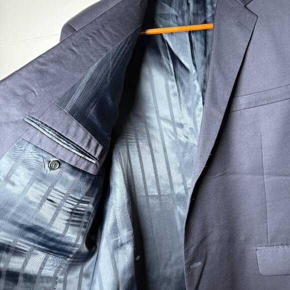 Austin Reed Mens Dillards Blue Worsted Wool Blazer Jacket 48R Gold Buttons - Picture 13 of 15